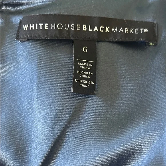 White House Black Market Navy Midi Dress with Gold Buttons - Picture 2 of 6